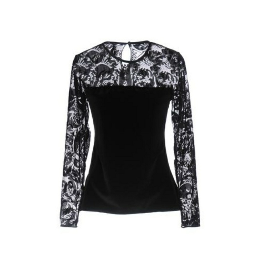 Pierre Mantoux Black Velvet and Mesh Top NWOT